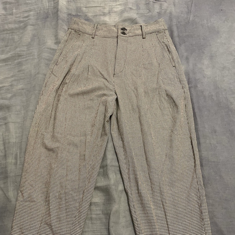 Madewell pleated taper wide-leg pants in mini houndstooth